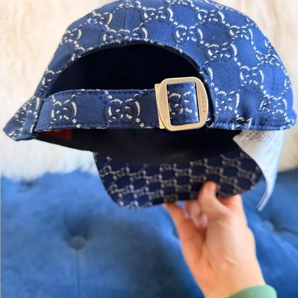 Gucci Navy Blue Monogram Baseball Cap